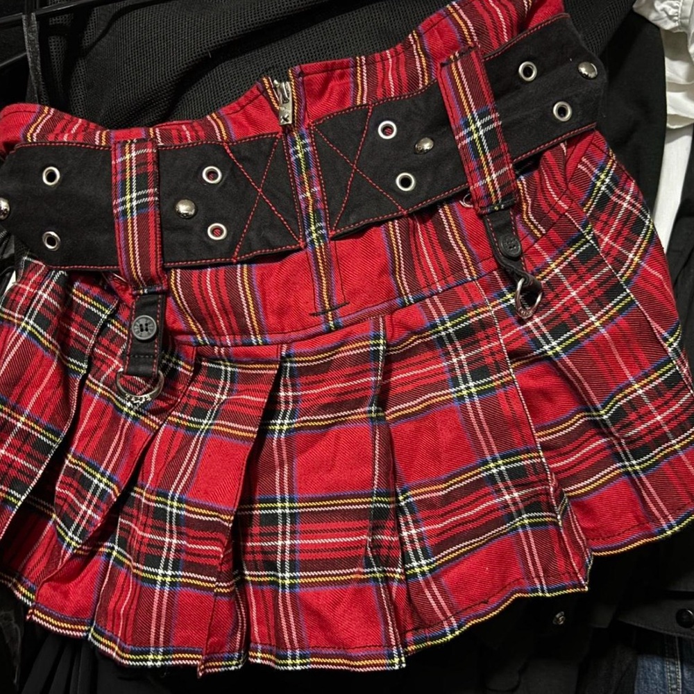 Tripp NYC Red and Black Plaid Mini Skirt